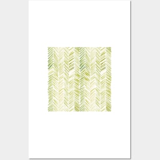 Watercolor Herringbone Pattern - Chartreuse Posters and Art